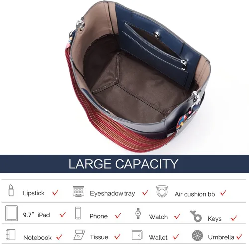 Miniatura 4 de BROMEN Bolsa Hobo para mujer, diseñada con cuero vegano, de hombro, bandolera
