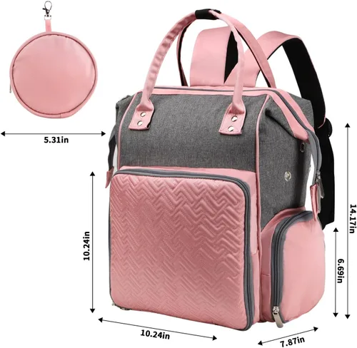 Miniatura 3 de Mochila organizadora de proyectos para tejer accesorios de suministros de ganchillo, bolsa organizadora de almacenamiento de hilo, bolsa Rosa & Gris