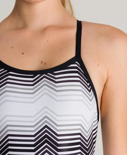 Miniatura 4 de Arena womens Multicolor Stripes Light Drop Back One Piece Swimsuit, BlackGrey, 20 US