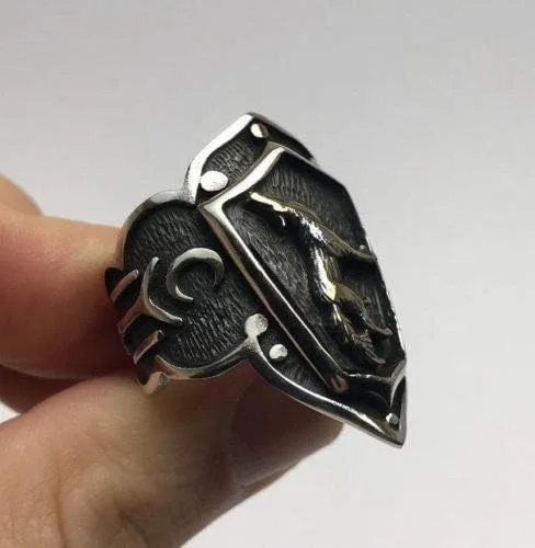 Miniatura 5 de Dirilis Ertugrul Wolf Zihgir - Anillo de plata de ley 925 K para hombre