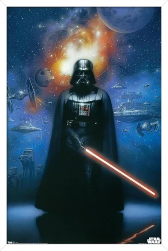 Miniatura 9 de Trends International Star Wars: Saga - Póster de pared de Vader in Space, 14.725 x 22.375 pulgadas, versión enmarcada de madera de granero
