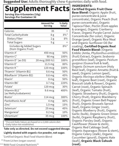 Miniatura 6 de Garden of Life Organics Mujeres 40+ Gomitas de Vitaminas - Baya - Certificadas Orgánicas, sin OGM, Veganas, Kosher Multi Completas - Metil B12, C