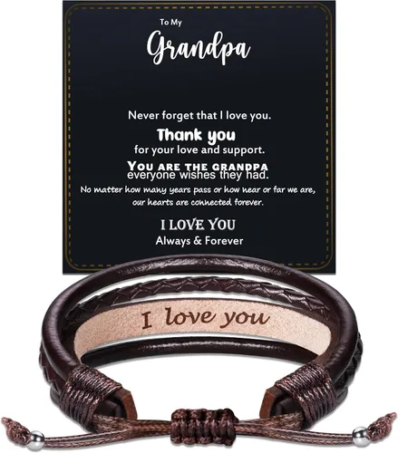 Miniatura 17 de Regalos del día del padre para papá, marido, pulsera de cuero para hombres, él, novio, hijo, ajustable, marrón, pulsera de cuero para hombre