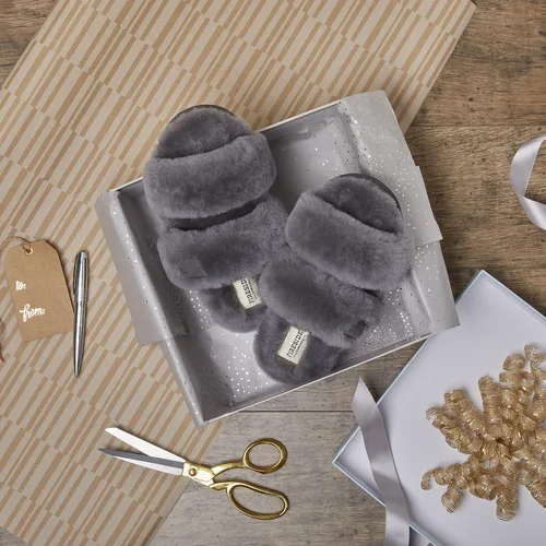 Miniatura 6 de Dearfoams Fireside Benalla - Pantuflas de piel de oveja de doble banda fácil de poner y quitar para mujer