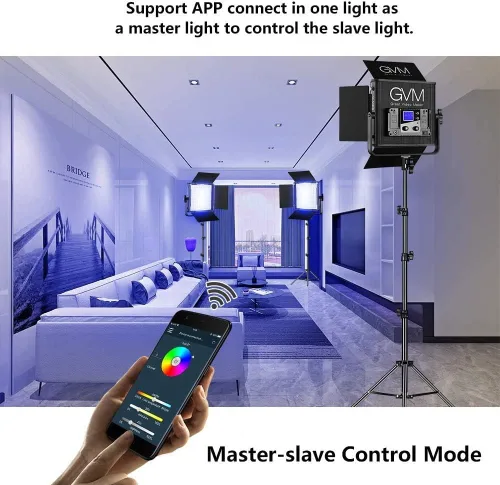 Miniatura 2 de GVM Luces de video RGB con control de aplicación, kit de iluminación de video de estudio a todo color de 50 W, luces de video LED para iluminación
