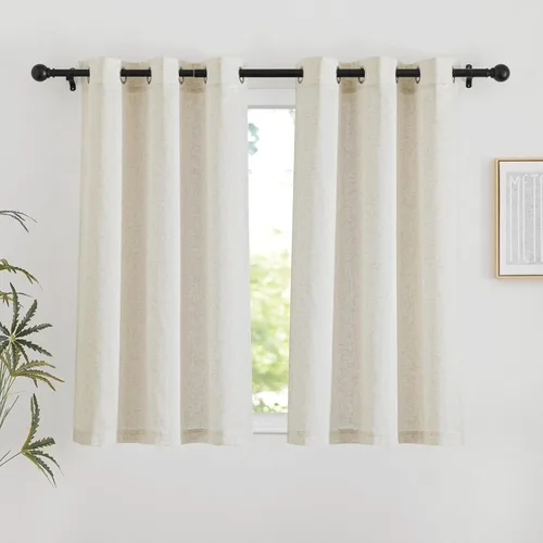 Miniatura 21 de NICETOWN Cortinas de lino natural con textura de lino para dormitorio, mezcla de lino rústica con ojales en la parte superior, semitransparentes