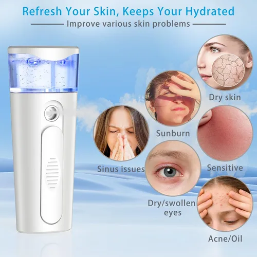 Miniatura 3 de withthesun Nano Rostro facial portátil, vaporizador facial, rociador de niebla fría recargable por USB, tanque de agua visual de 1.5 fl oz, Nano