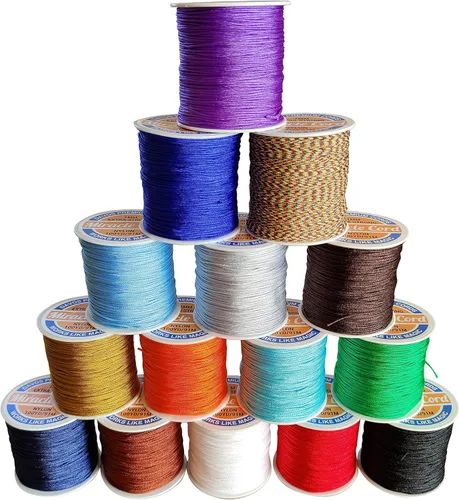 Miniatura 6 de Cordón de nailon de 0.039 pulgadas (0.039 in), multiuso, extra fuerte, hilo trenzado, joyería, collar, pulsera, hacer cuerdas, manualidades, Blanco