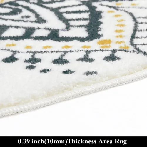 Miniatura 3 de HEBE Alfombra redonda lavable de 5.2 pies antideslizante vintage para dormitorio, suave, no se desprende, alfombra redonda bohemia para sala