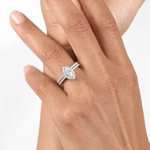 Miniatura 6 de Gem Stone King Anillo de compromiso de boda de plata de ley 925 con moissanita blanca para mujer