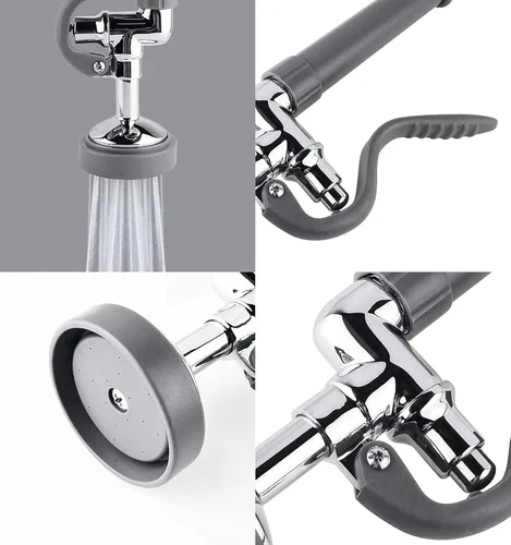Miniatura 5 de CWM - Pulverizador de fregadero comercial con manguera flexible de acero inoxidable de 45 pulgadas, válvula de pulverización de preenjuague de 1.42