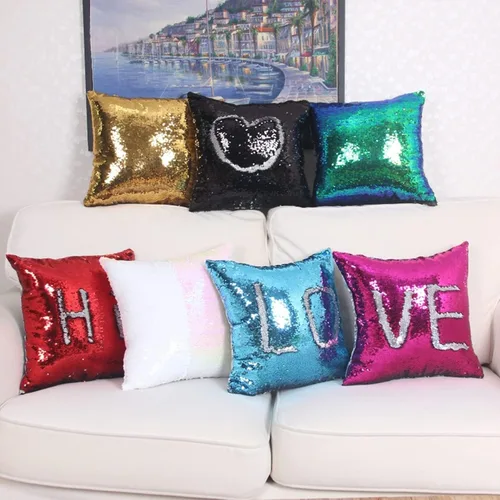 Miniatura 3 de JYFLZQ - Fundas de almohada de lentejuelas sublimadas en blanco 40.6 x 40.6 cm - Juego de 2 fundas reversibles con lentejuelas para almohadas