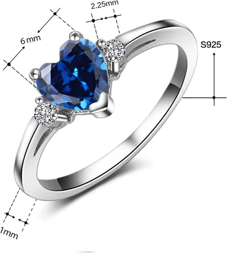 Miniatura 5 de ACEFEEL - Anillo de compromiso de plata de ley 925 con forma de corazón de ópalo blanco