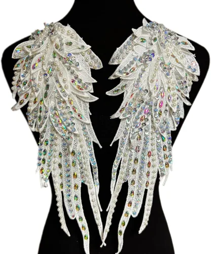 Parches de lentejuelas con alas de ángeles de la guarda, apliques de diamantes de imitación para ropa, chaquetas, jeans, vestido, decoración de