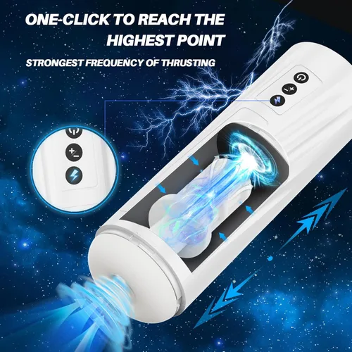 Miniatura 4 de Masturbador masculino automático con vibración para hombres con 7 modos de empuje y apriete, manga texturizada realista 3D mejorada, manos libres