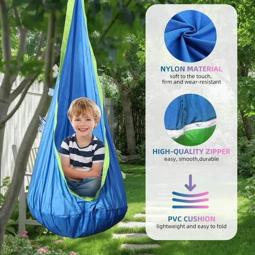 Miniatura 3 de Asiento de columpio para niños, silla hamaca colgante para interiores y exteriores para niños, suave y segura con alta capacidad de peso, fácil