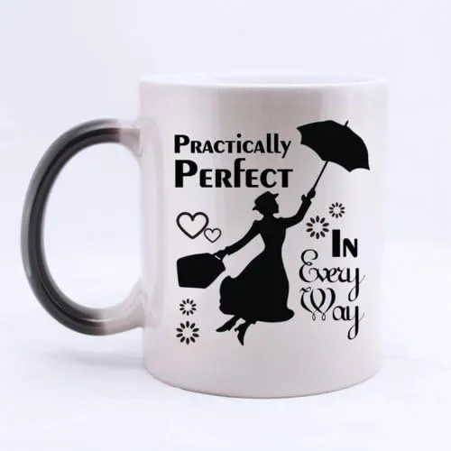 Mary Poppins Prácticamente perfecta en todos los sentidos: divertida taza mágica de Morphing de 11 onzas, tazas de café o taza de té, regalos