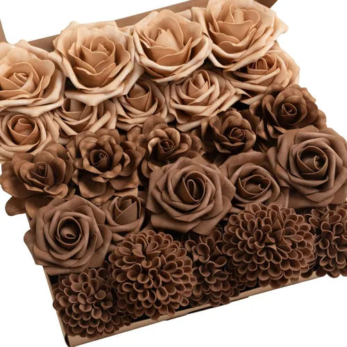 Miniatura 13 de Ling's moment Flores Artificiales de Seda Falsa Hortensias Rosas de Espuma Gardenias Falsas Combo para Bricolaje Ramos de Boda Centros de Mesa