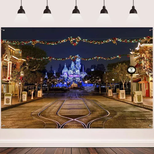 Miniatura 5 de BJMYMT95 - Telón de fondo para patio de juegos infantil para decoración de fiesta de cumpleaños, parque de atracciones para niños, vista nocturna
