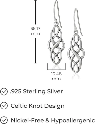Miniatura 12 de Amazon Essentials Aretes colgantes de plata de ley con nudo celta oxidado (anteriormente colección Amazon)