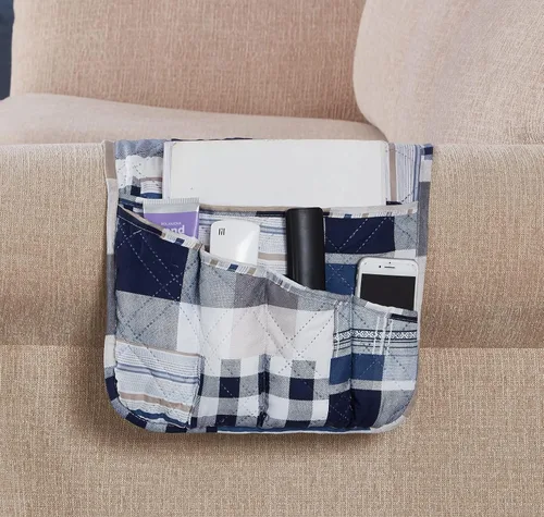 Miniatura 26 de Brilliant Sunshine - Organizador de apoyabrazos de sofá de terciopelo gris con 5 bolsillos, soporte antideslizante para sillón reclinable