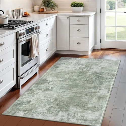 Miniatura 579 de IOHOUZE Alfombra abstracta lavable de 3 x 12 pies para pasillos, antideslizante para cocina, camino de entrada de lana sintética para interiores