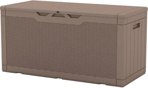Miniatura 13 de Patiowell Caja de resina de 100 galones con cojín, caja de almacenamiento impermeable grande para exteriores para muebles de patio y herramientas