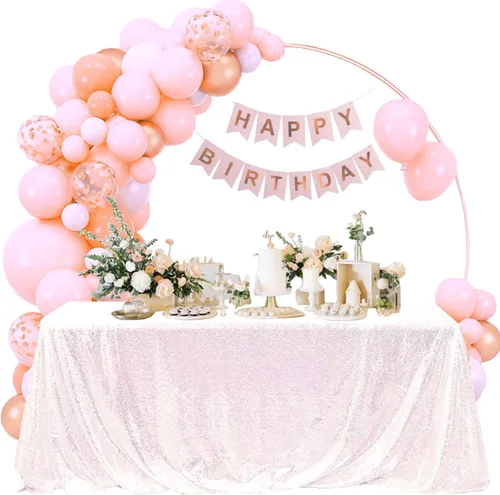 Miniatura 55 de Manteles redondos de lentejuelas negros para fiestas, de 121,9 cm, mantel redondo de purpurina ajustado, pequeño, lindo y dulce, para boda