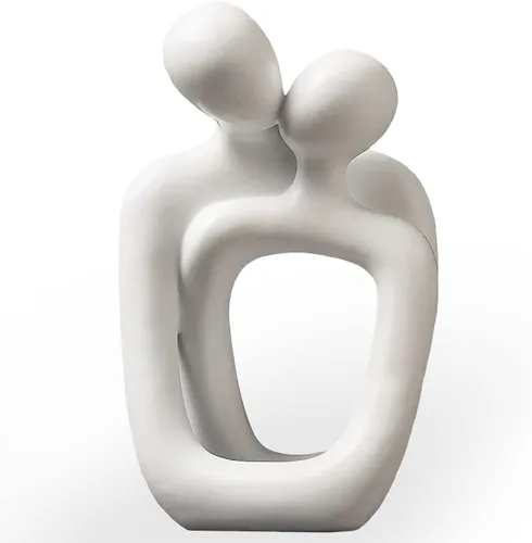 BANOMII Estatua abstracta para parejas, decoración minimalista para el dormitorio de parejas, esculturas blancas para abrazar, decoración moderna