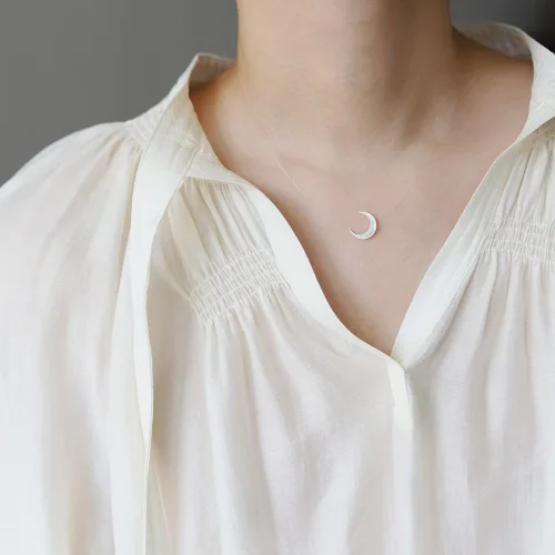 Miniatura 5 de Collar de línea de pesca invisible transparente con madreperla natural y luna creciente, regalo de Navidad para mujer, Shell, concha