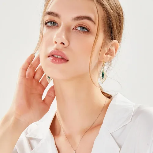 Miniatura 4 de EXTREE Aretes de diamantes de imitación para el día de San Valentín para mujer, aretes de diseño plateado y oro rubí