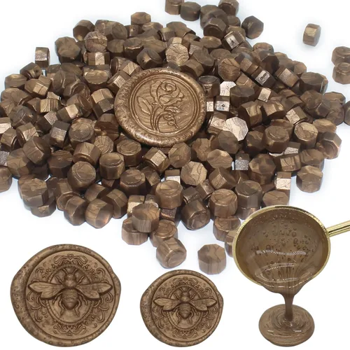 Miniatura 27 de 250 unidades de cuentas de cera de sello doradas antiguas, cuentas de cera premium de Andotopee para sellos de sellos, paquete de repuesto de perlas