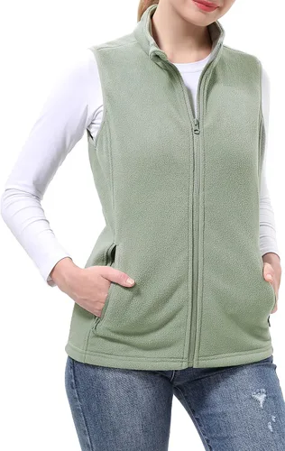 Miniatura 2 de BenBoy Chaleco de forro polar para mujer, chaleco suave, sin mangas, con bolsillos con cremallera, ropa cálida para otoño e invierno