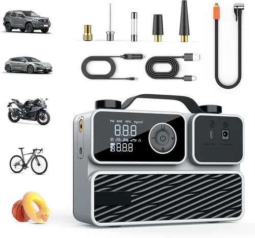 Inflador de neumáticos, compresor de aire portátil, bomba de aire para neumáticos de automóvil, batería recargable inalámbrica de 150 PSI y 12 V CC,