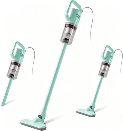 KEROMEE Aspiradora de palo, aspiradora de mano con cable, mini escoba eléctrica para pelo de mascotas, limpieza de suelos de madera dura, arena para