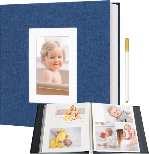 Miniatura 14 de Vienrose Álbum de fotos autoadhesivo para fotos de 2 x 3, 4 x 6, 5 x 7, 8 x 10 pulgadas, 40 páginas en blanco, cubierta de lino, libro de recuerdos