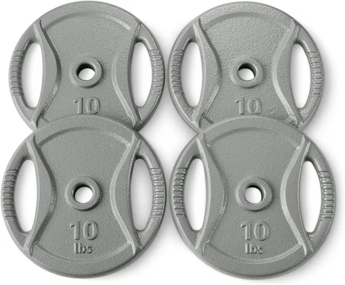 Amazon Basics Placas de peso de agarre de 1 pulgada, hierro fundido, entrenamiento de fuerza, gimnasio en casa
