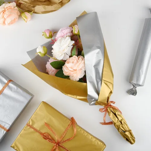 Miniatura 7 de NEBURORA 60 hojas de papel de seda metálico negro dorado plateado a granel para bolsas de regalo, papel de arte para bricolaje, graduación