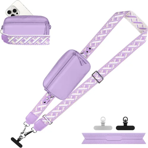 Miniatura 42 de YFWE Correa de clip and go para teléfono con cartera cruzada, cordón ajustable para teléfono con cartera RFID desmontable, correa universal
