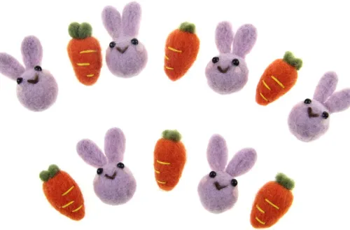 Miniatura 11 de Adorno de Pascua hecho a mano de lana de fieltro zanahorias conejito (3.5 in zanahoria)