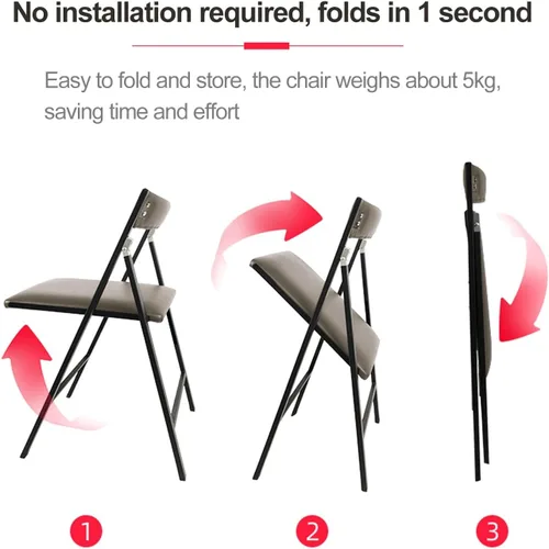 Miniatura 4 de 2 sillas deportivas para adultos, sillas de oficina plegables tapizadas, silla de salón portátil al aire libre para oficina, cocina (negro, grande)
