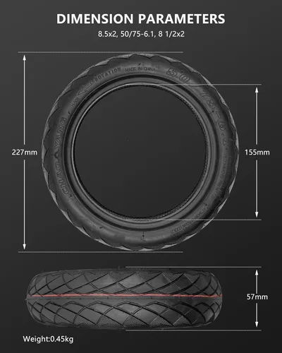 Miniatura 7 de 8.5 pulgadas 50/75-6.1 Neumático de goma autorreparable para Gotrax GXL V2 Hiboy S2 APEX XL Xiaomi M365 Pro Pro2 1S MI3 y scooters eléctricos de 8.5