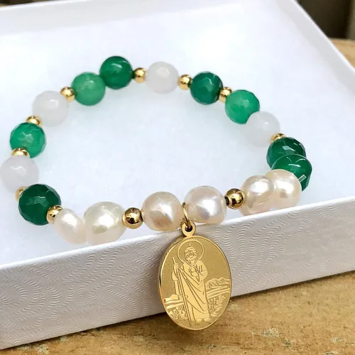 Miniatura 2 de AA Pulsera religiosa católica de acero inoxidable con medalla de San Judas Taddeo