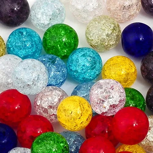 Miniatura 3 de RUBYCA Surtido de cuentas de cristal checo de Druk Crackle redondas mixtas para la fabricación de joyas (0.157 in, 50 unidades)