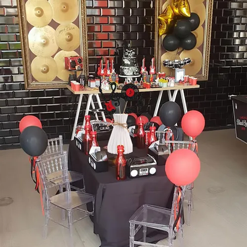 Miniatura 7 de Centro de mesa de notas musicales para decoración de fiesta de cumpleaños musical de rock, 12 piezas de decoración de mesa de guitarra de rock