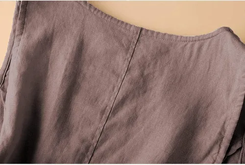 Miniatura 6 de UATKIMI Chaleco de lino de algodón para mujer, casual, holgado, cuello en V, sin mangas, chaqueta