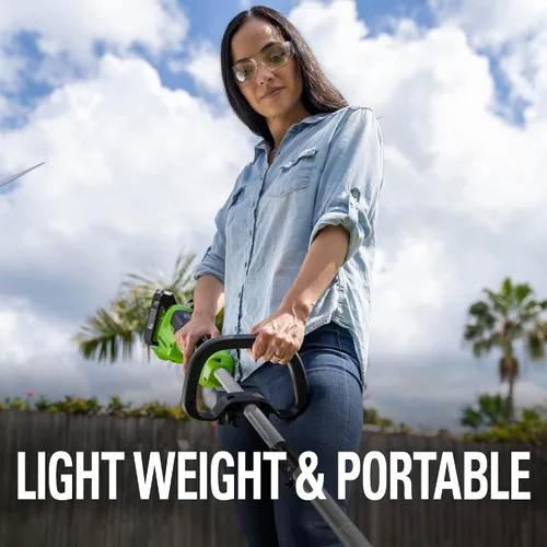 Miniatura 12 de Greenworks - Desbrozadora sin escobillas de 48 V (24 V x 2), 8 pulgadas, (2) baterías de 4 Ah y cargador de doble puerto de 4 A incluido, ED48L4410