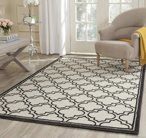 Miniatura 12 de Safavieh Amherst Collection Tapete AMT412A para interiores/exteriores de color marfil y verde claro, Polipropileno