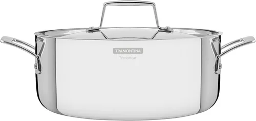 Tramontina 62143/240 - Cacerola de dos asas, color grano, acero inoxidable, las tres capas, apta para lavavajillas, compatible con gas, fabricada en