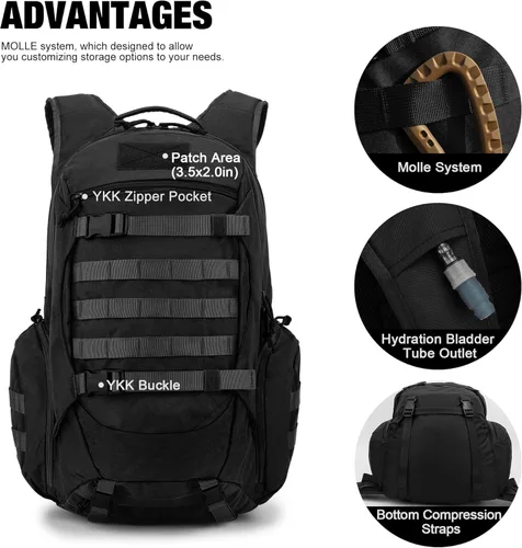 Miniatura 3 de Mardingtop - Mochilas tácticas Molle (Equipo modular de transporte de carga ligera), estilo militar, de 28 y 35 litros, para senderismo, acampar